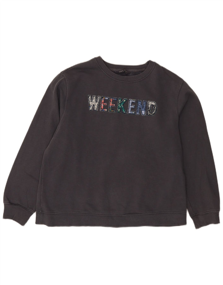 Marks & Spencer Damen Weekend Graphic Sweatshirt Pullover UK 14 Large Schwarz
