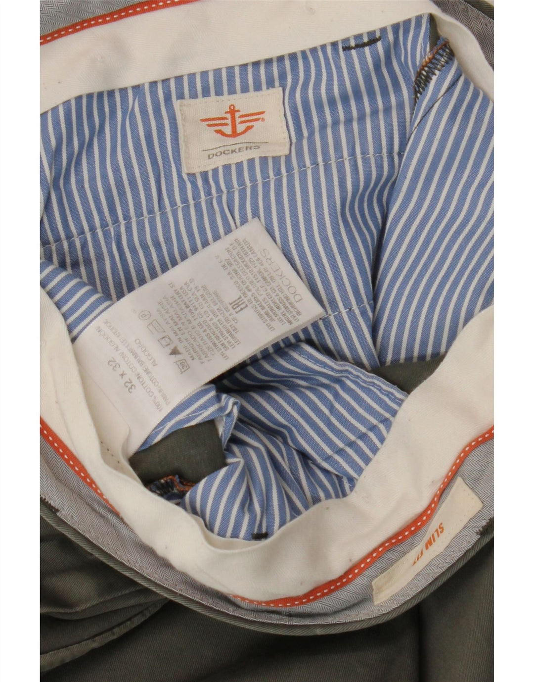 DOCKERS Herren Slim Fit Chinohose W32 L32 Khaki Baumwolle