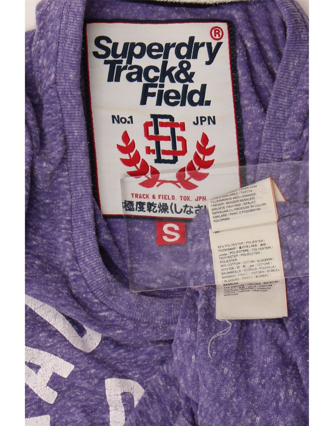 Superdry Damen Grafik-T-Shirt-Oberteil UK 10 Small Lila geflecktes Polyester