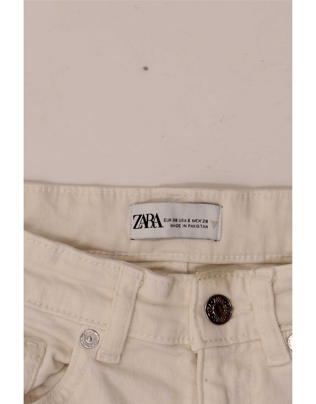 Zara Damen Crop Bootcut Jeans EU 38 Small W28 L24 Weiß