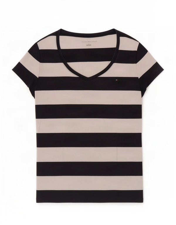 Tommy Hilfiger Damen T-Shirt Top UK 12 Medium Marineblau gestreift Baumwolle