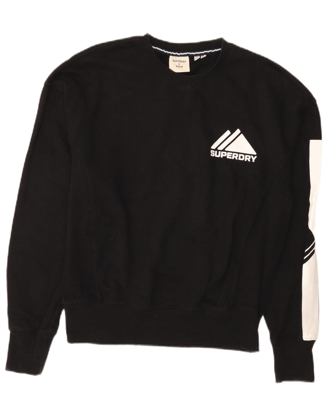 Superdry Grafik-Sweatshirt-Pullover für Damen, UK 12, Mittelschwarz, Farbblock