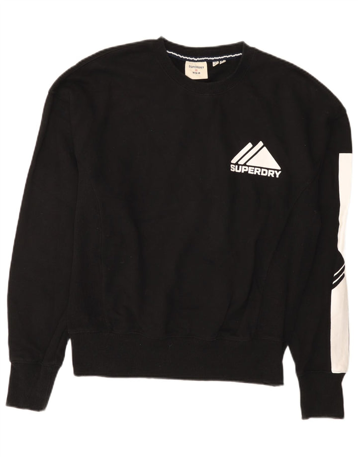 Superdry Grafik-Sweatshirt-Pullover für Damen, UK 12, Mittelschwarz, Farbblock