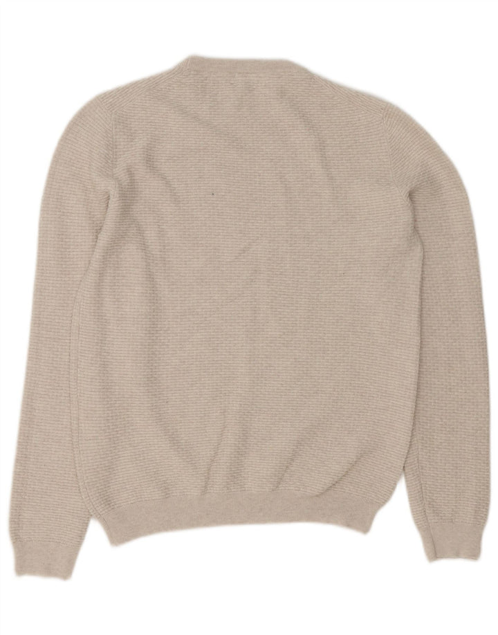 Reiss Herren-Pullover mit Rundhalsausschnitt, Größe S, beige, Baumwolle