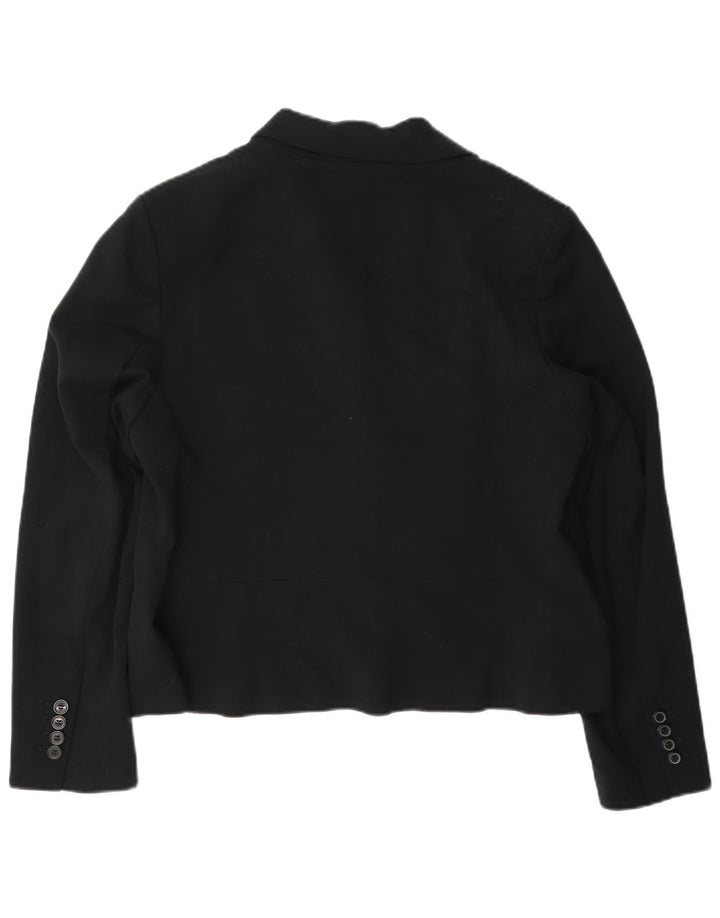 Marks & Spencer Damen Crop 2 Button Blazer Jacke UK 16 Large Schwarz