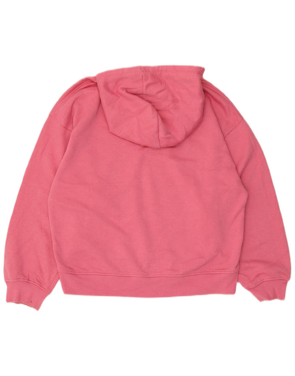 Zara Damen Übergroßer Kapuzenpullover UK 14 Mittelrosa Baumwolle