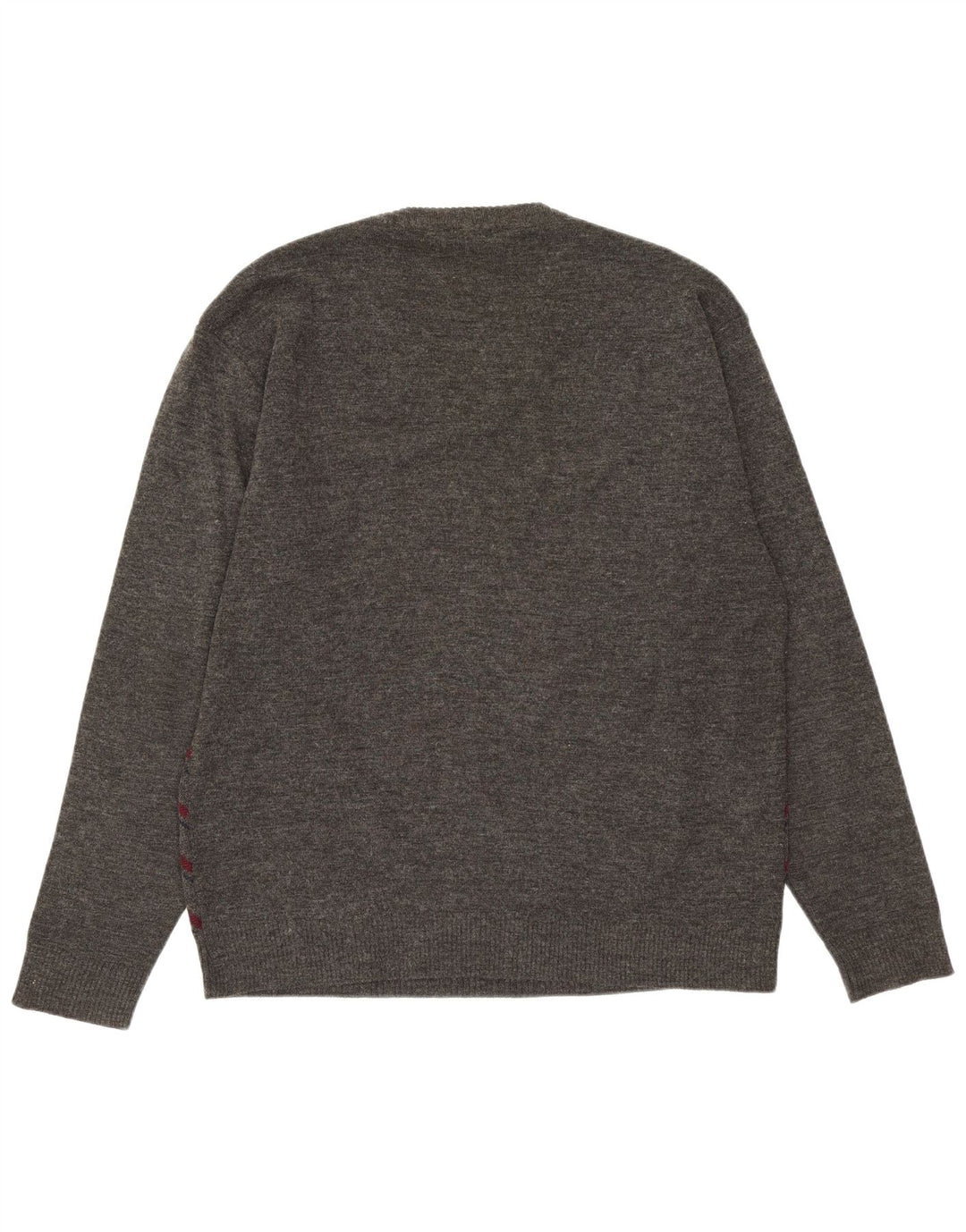 Vintage Herren Pullover mit V-Ausschnitt, mittelgrau, Argyle/Diamant-Acryl