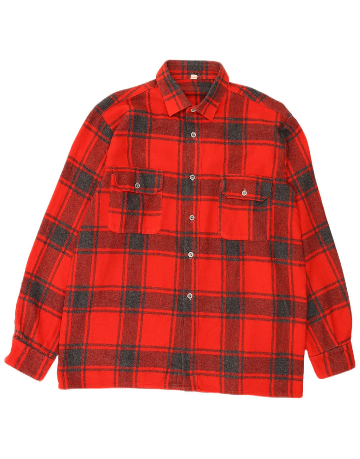 Vintage Herren Flanellhemd Größe 44 XL Rot karierte Wolle