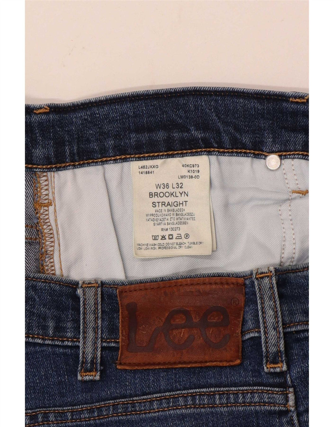 Lee Herren Brooklyn Straight Jeans W36 L32 Blaue Baumwolle