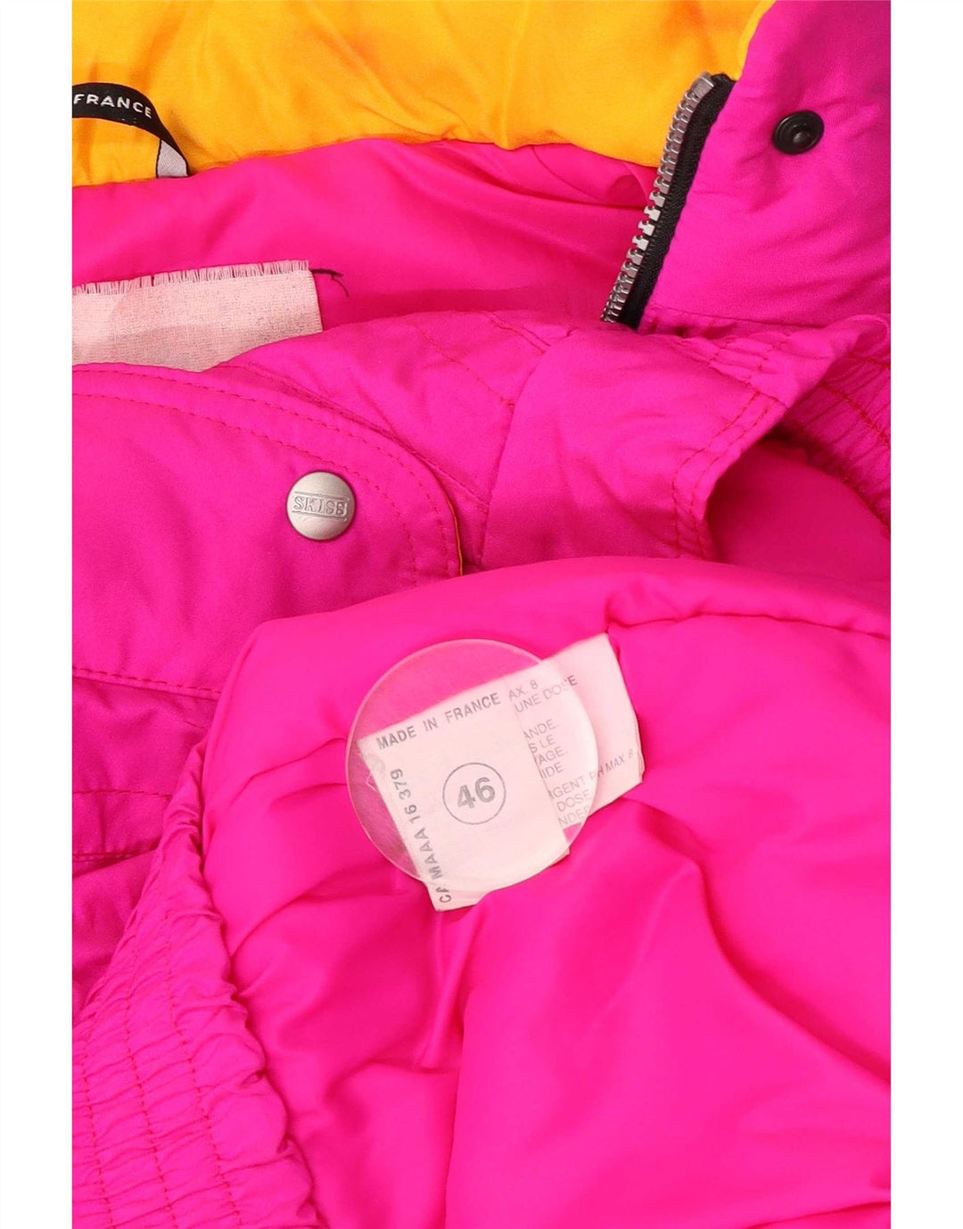 Damen-Skijacke mit Kapuze, EU 46, XL, rosafarbenes Colourblock-Polyamid