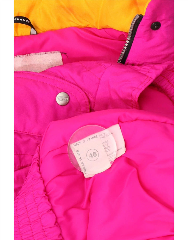 Damen-Skijacke mit Kapuze, EU 46, XL, rosafarbenes Colourblock-Polyamid