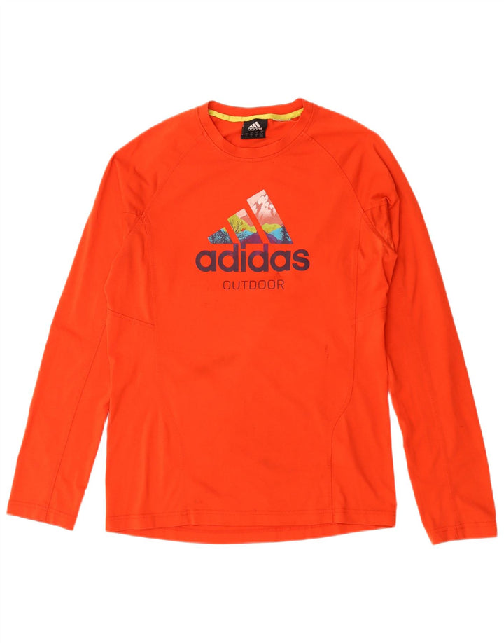 Adidas Herren Graphic Top Langarm UK 40/42 Mittelrotes Polyester