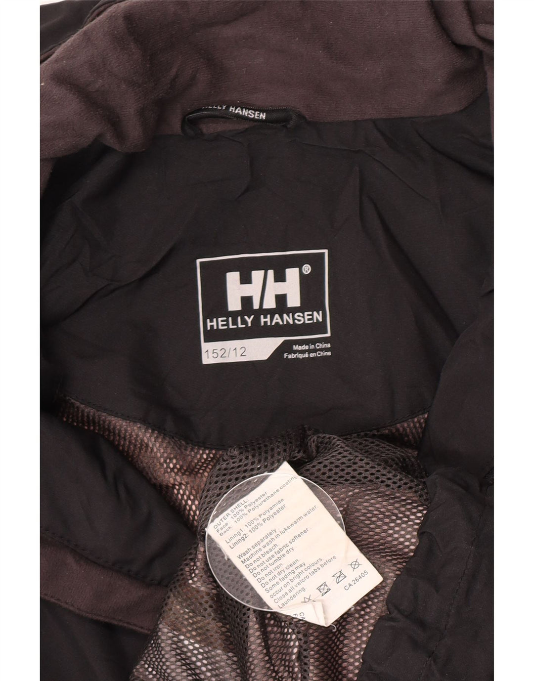 Helly Hansen Jungen-Windbreaker-Jacke, 11–12 Jahre, schwarzes Polyester