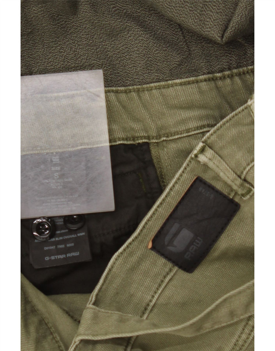 G-STAR Damen Latzhose Slim Jeans Small W32 L27 Khaki Baumwolle