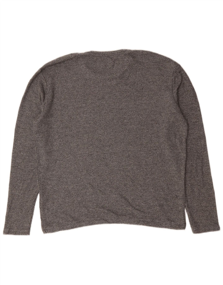 Zara Herren-Pullover mit Rundhalsausschnitt, groß, graue Baumwolle