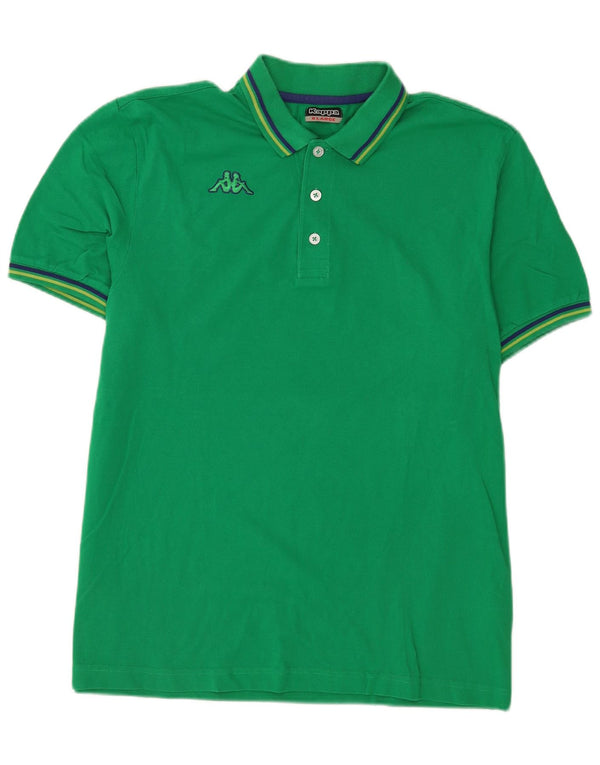 Kappa Herren Poloshirt XL grün gestreift aus Baumwolle