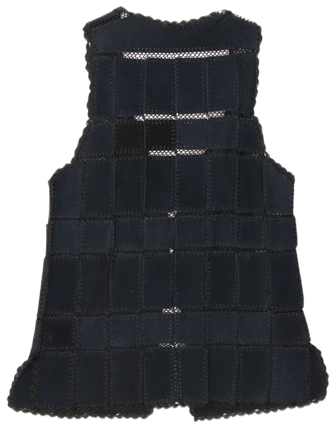 Vintage Damen Wildleder Gilet UK 16 Großes marineblaues Patchwork