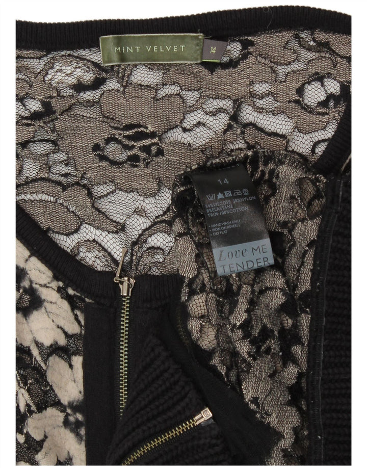 MINT VELVET Durchsichtiges Damen-Cardigan-Oberteil UK 14 Mittelschwarze Viskose