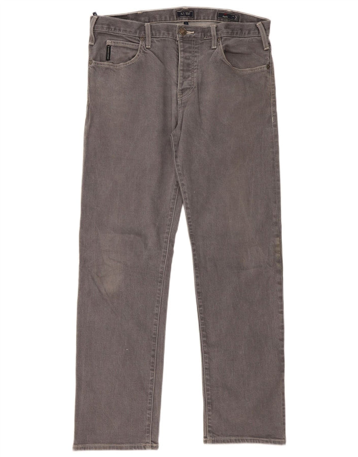 Armani Damen Regular Straight Jeans W34 L32 Graue Baumwolle