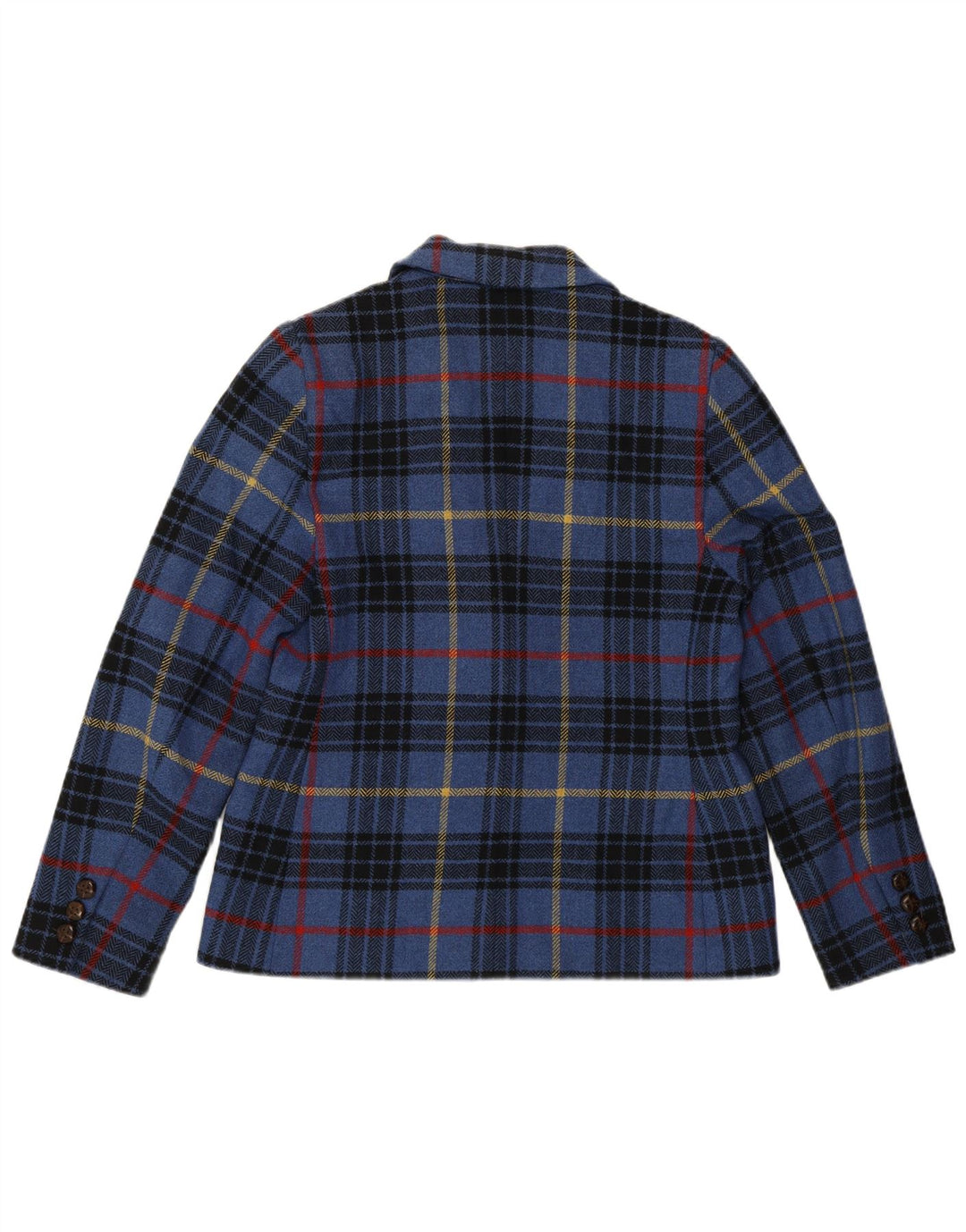 Les Copains Damen-Blazerjacke mit 2 Knöpfen, IT 44, mittelblau karierte Wolle