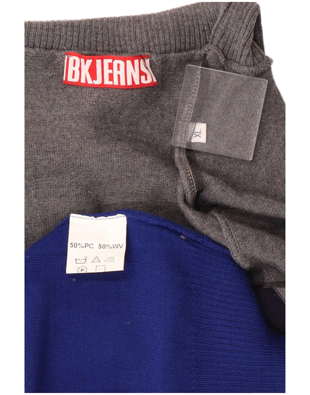 Vintage Herren Rollkragenpullover XL Grau Colourblock Acryl