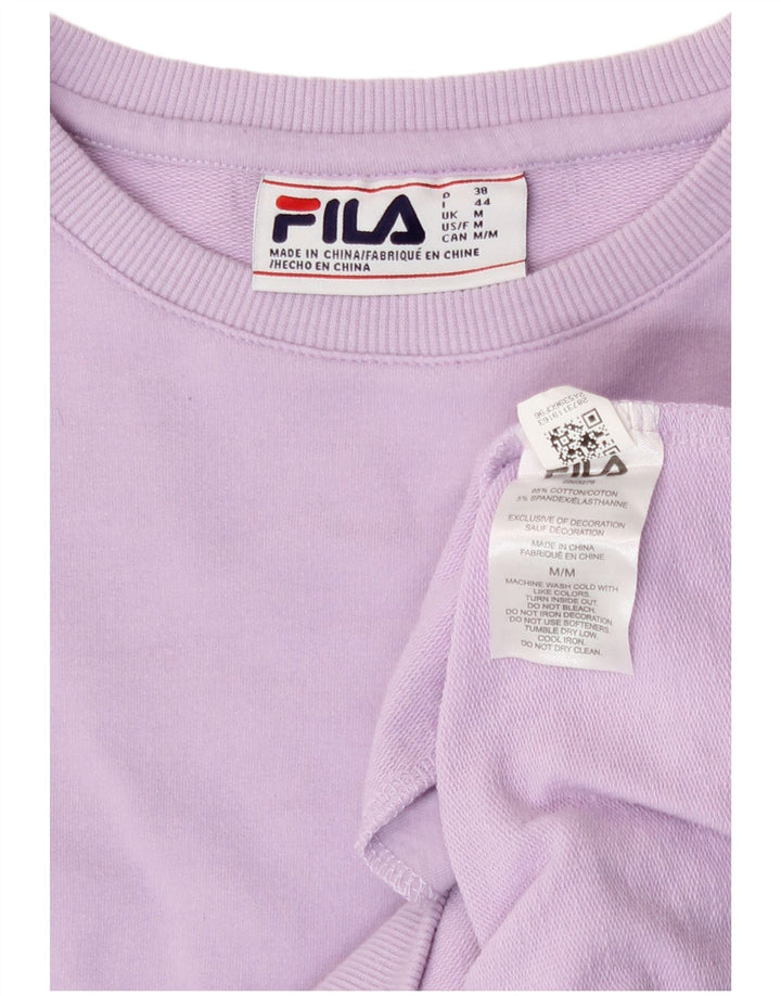 Fila Damen Sweatshirt-Pullover UK 14 Medium Lila Baumwolle