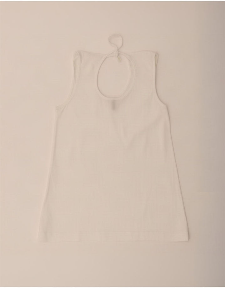 Benetton Damen ärmelloses Blusenoberteil UK 12 Mittelweiß
