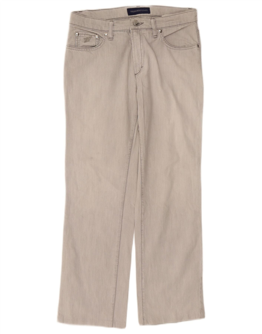 Trussardi Damen Straight Jeans W30 L27 Graue Baumwolle