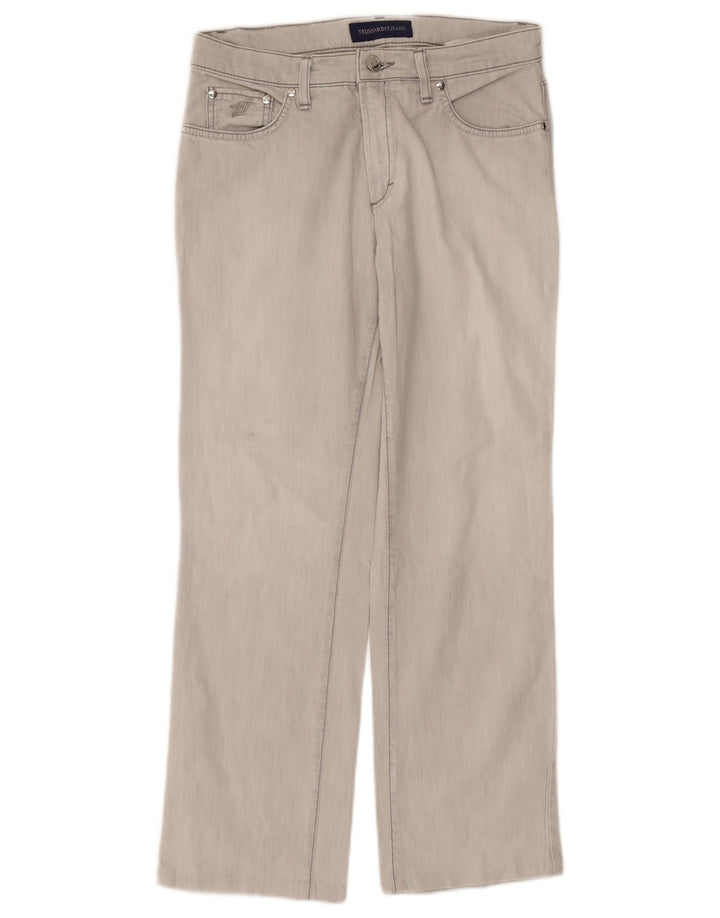 Trussardi Damen Straight Jeans W30 L27 Graue Baumwolle