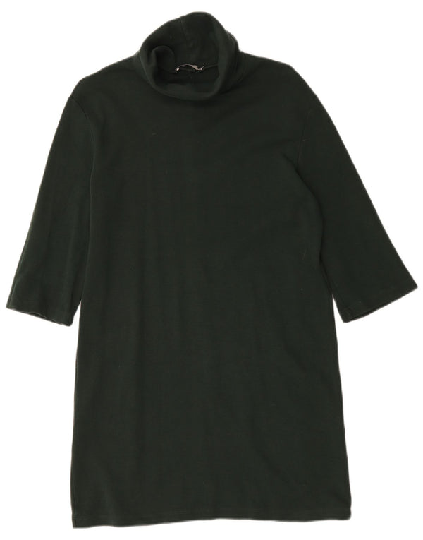 Zara Damen Pulloverkleid mit 3/4-Ärmeln, Gr. 10, Größe S, Grün, Baumwolle