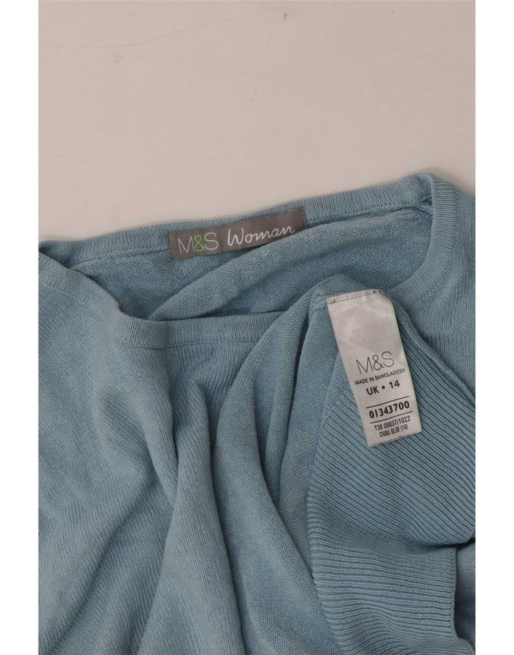 Marks & Spencer Damen-Pullover mit Rundhalsausschnitt, Gr. 14, Größe L, Blau, Acryl