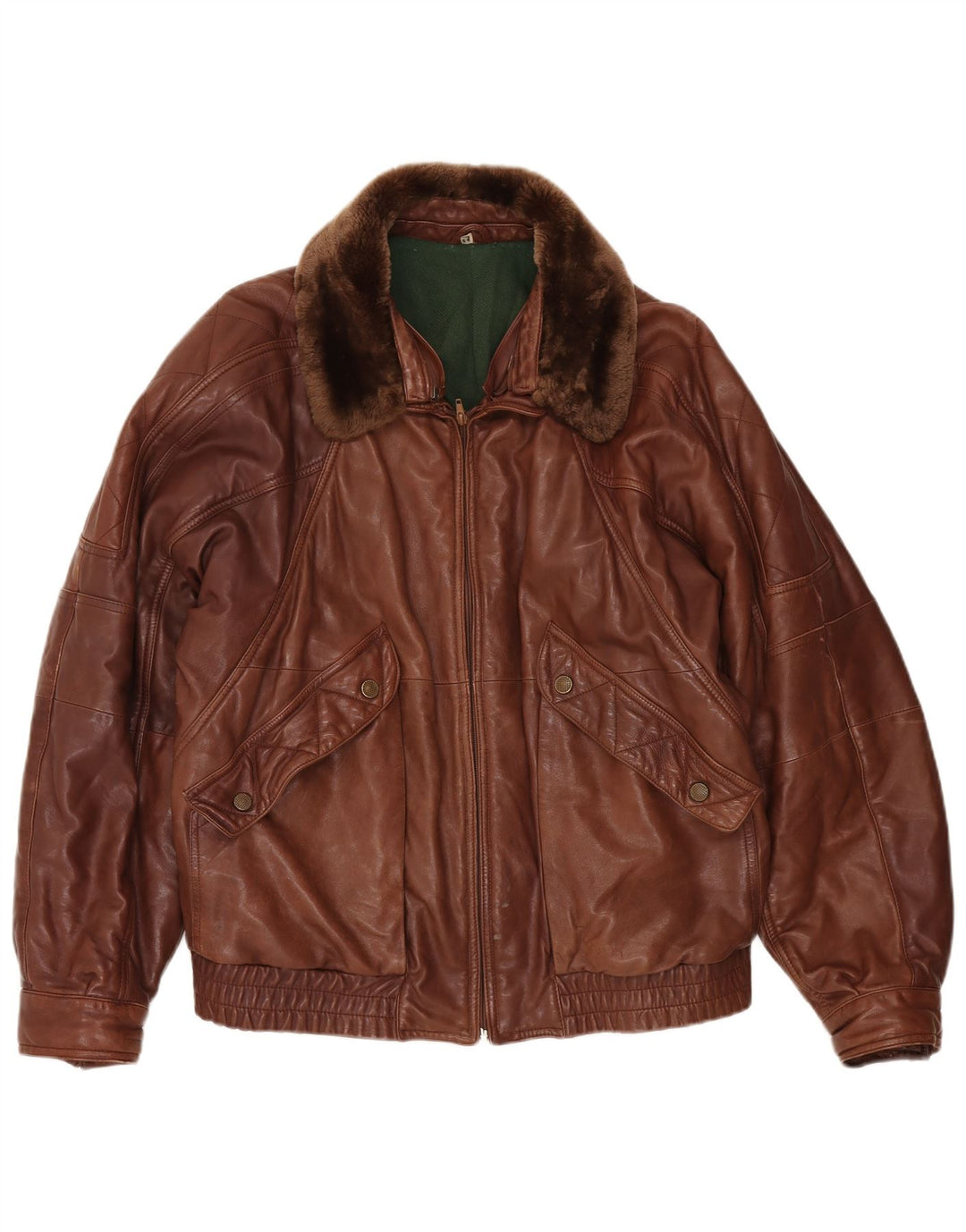 Vintage Herren Lederjacke IT 54 2XL Braun