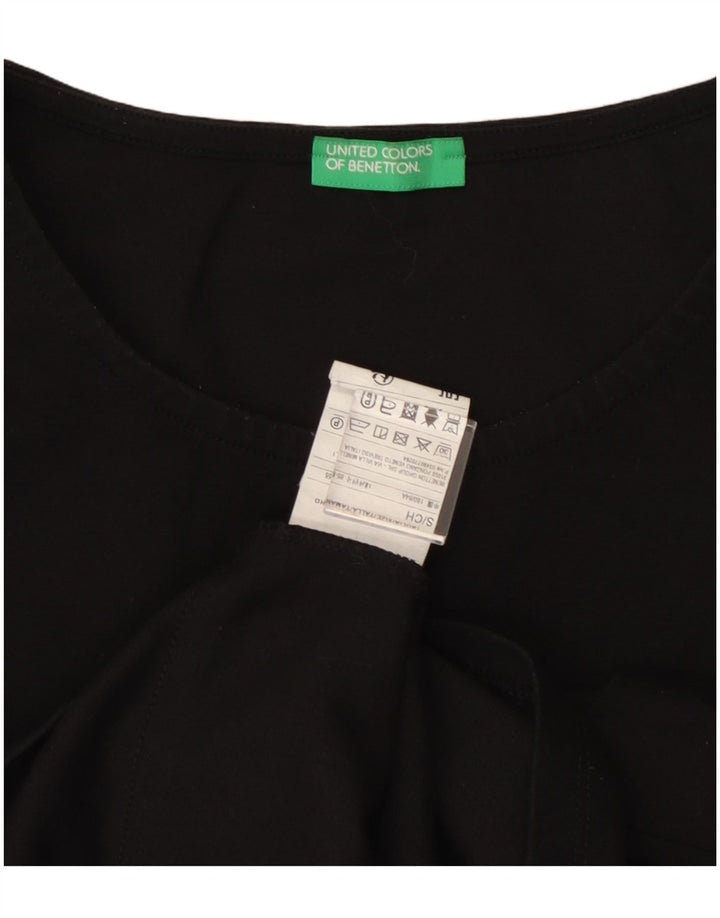 BENETTON Damen-Oversize-Oberteil, langärmlig, UK-Größe 10, Größe S, Schwarz, Baumwolle