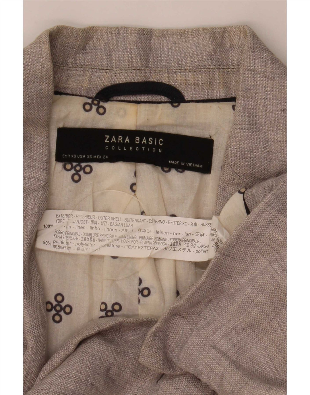 Zara Damen 1-Knopf-Blazerjacke UK 6 XS Graues Leinen