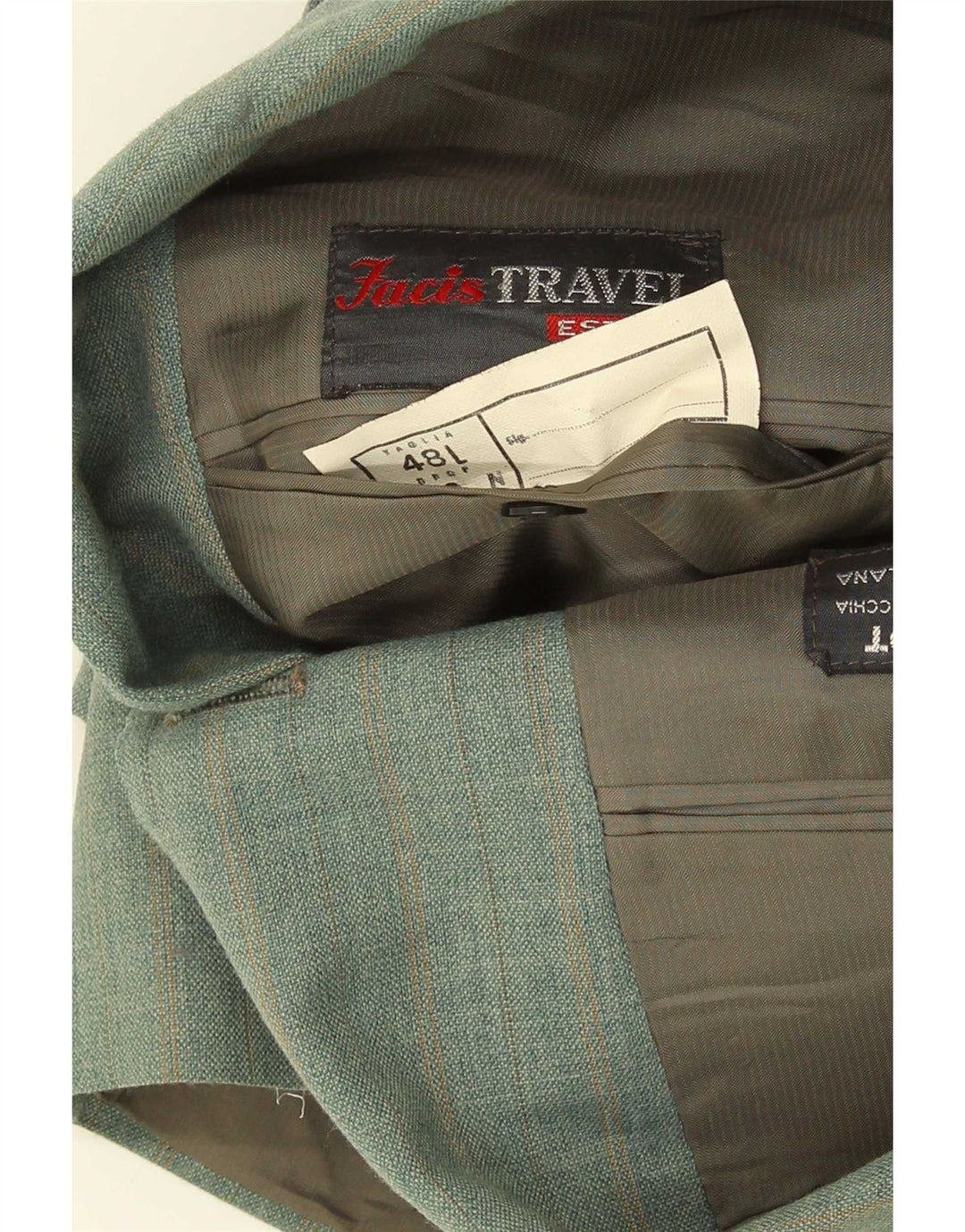 Facis Herren 3-Knopf Blazer Jacke IT 48 Mittel Grün Kariert Terital