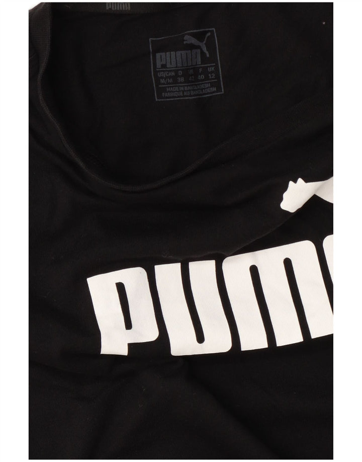 Puma Damen Graphic T-Shirt Top UK 12 Medium Schwarz