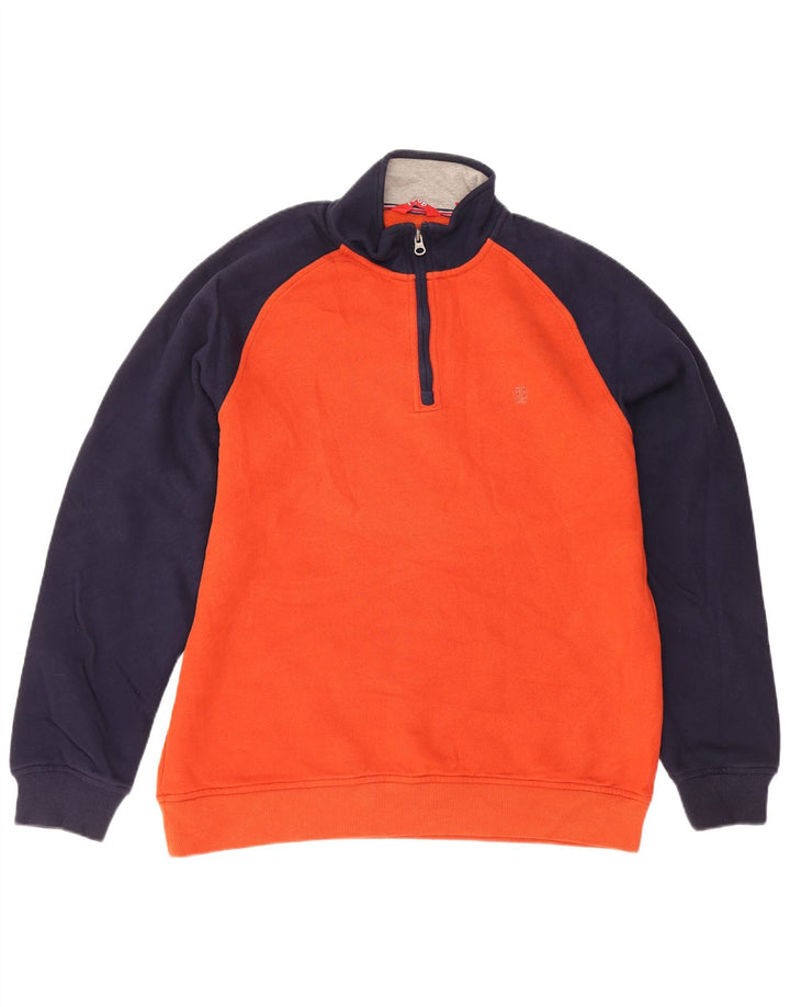 IZOD Herren-Sweatshirt mit Reißverschluss am Hals, mittelorangefarbene Blockfarben-Baumwolle