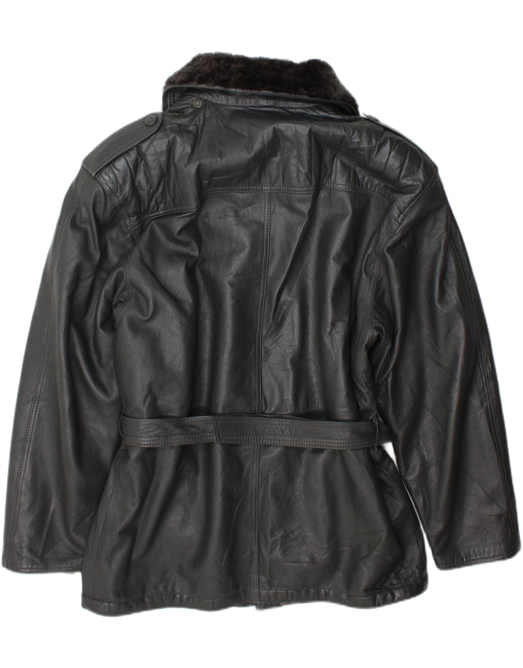 Vintage Herren Militärlederjacke IT 54 2XL Grau