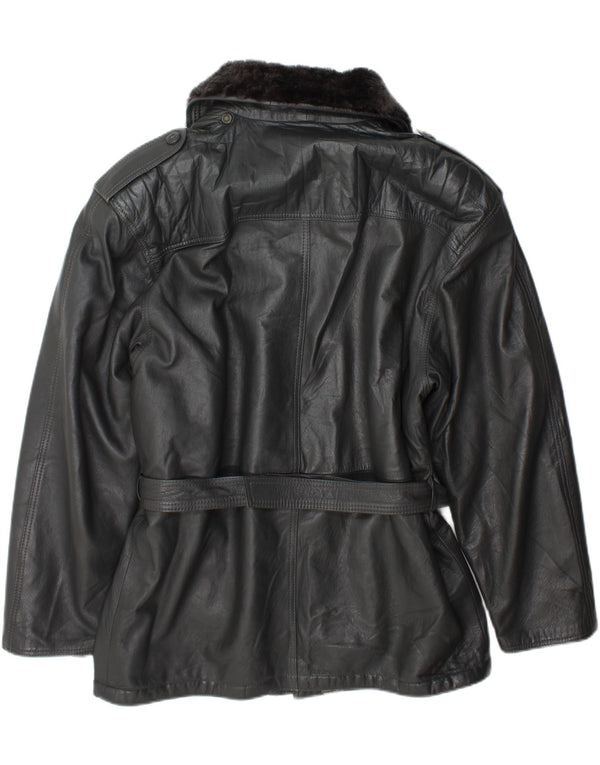 Vintage Herren Militärlederjacke IT 54 2XL Grau