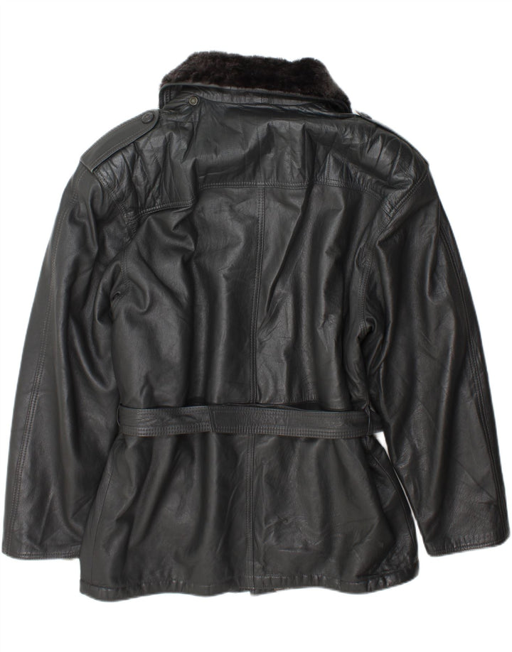 Vintage Herren Militärlederjacke IT 54 2XL Grau