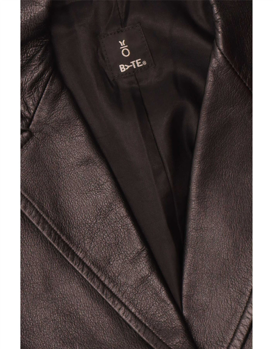 Vintage Damen 1 Knopf Leder Blazer Jacke UK 14 Mittelschwarzes Leder