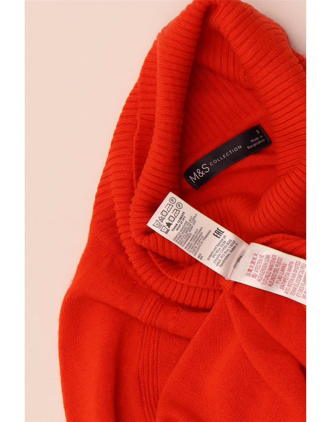 Marks & Spencer Damen-Pullover mit Rollkragen, Gr. 10, Größe S, Rot, Acryl