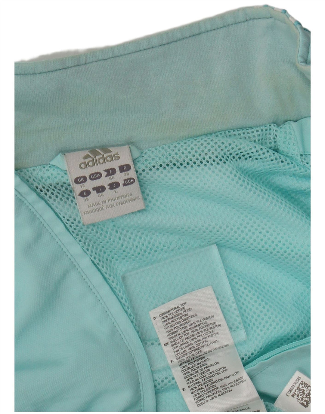 Adidas Damen Trainingsanzug Top Jacke UK 12 Mittelblaues Polyester
