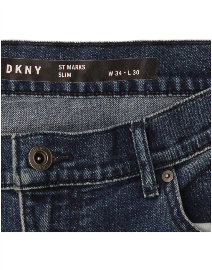 Dkny Herren Slim Jeans W34 L30 Blaue Baumwolle