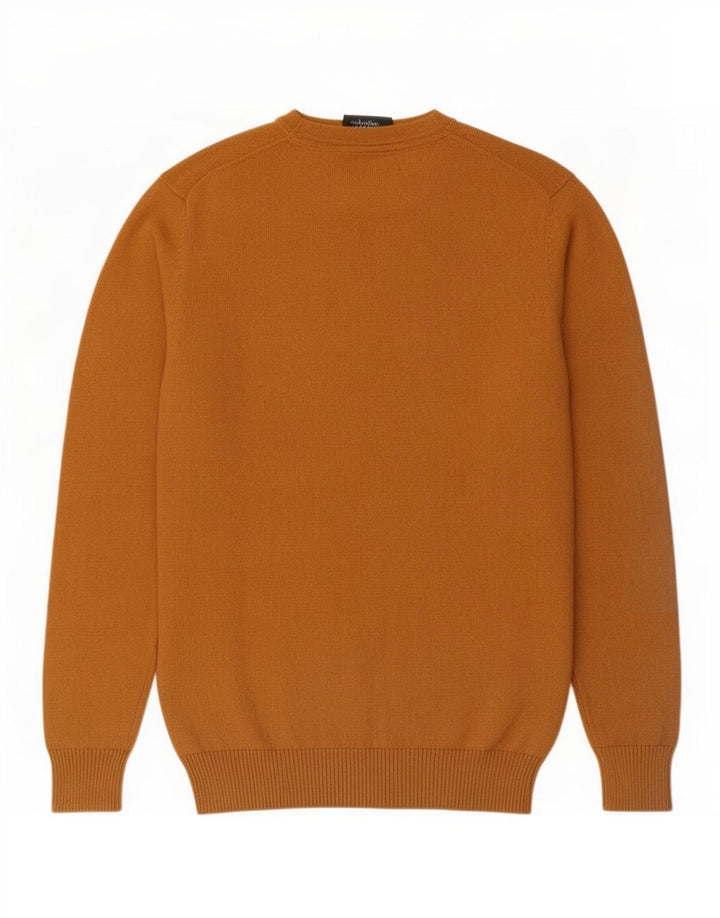 Lyle & Scott Herren-Pullover mit Rundhalsausschnitt, Größe S, braune Baumwolle