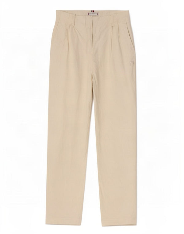 Tommy Hilfiger Damen-Chinohose mit hoher Taille, UK 4, XS, W24, L24, Weiß