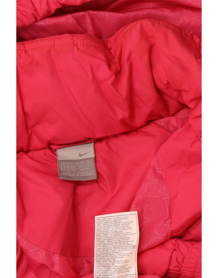 NIKE Womens Graphic Hooded Wattierte Jacke UK 10/12 Mittelrosa Polyester