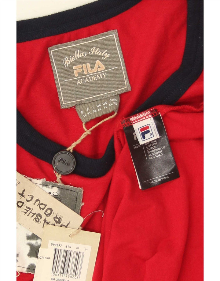 Fila Herren T-Shirt Top XL Rot Baumwolle