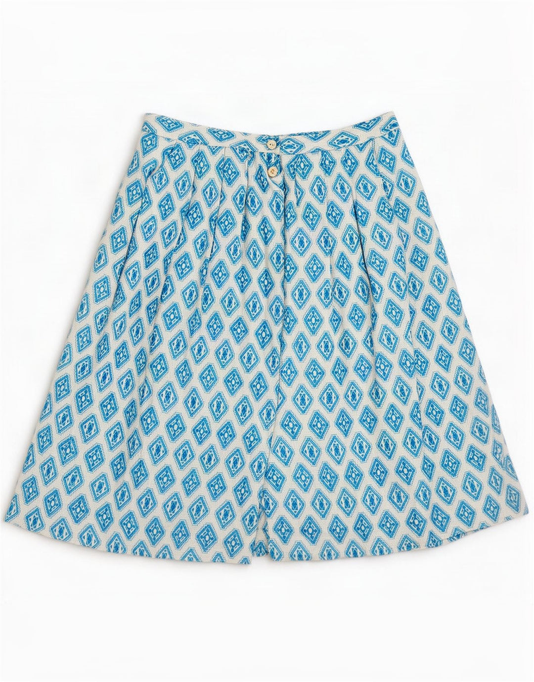 Elle Erre Damen Faltenrock IT 44 Medium W29 Blaue geometrische Viskose