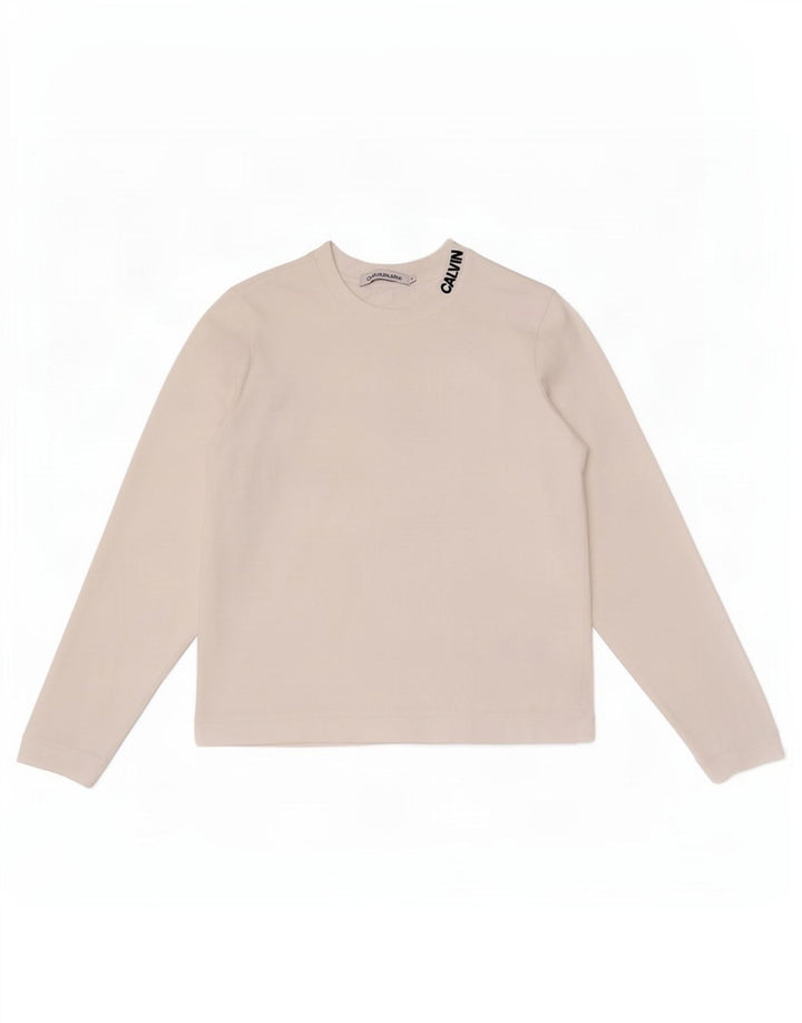 Calvin Klein Jeans Damen Top Langarm UK 10 Small Weiß